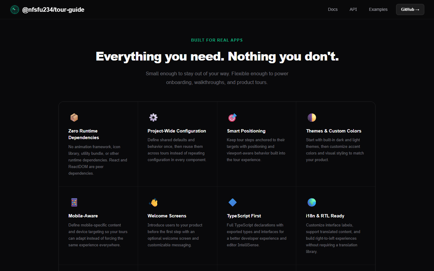 Section 6 of the TourGuide landing page